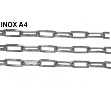 Chaine maillon long en inox 316 - A4 VENDU AU METRE